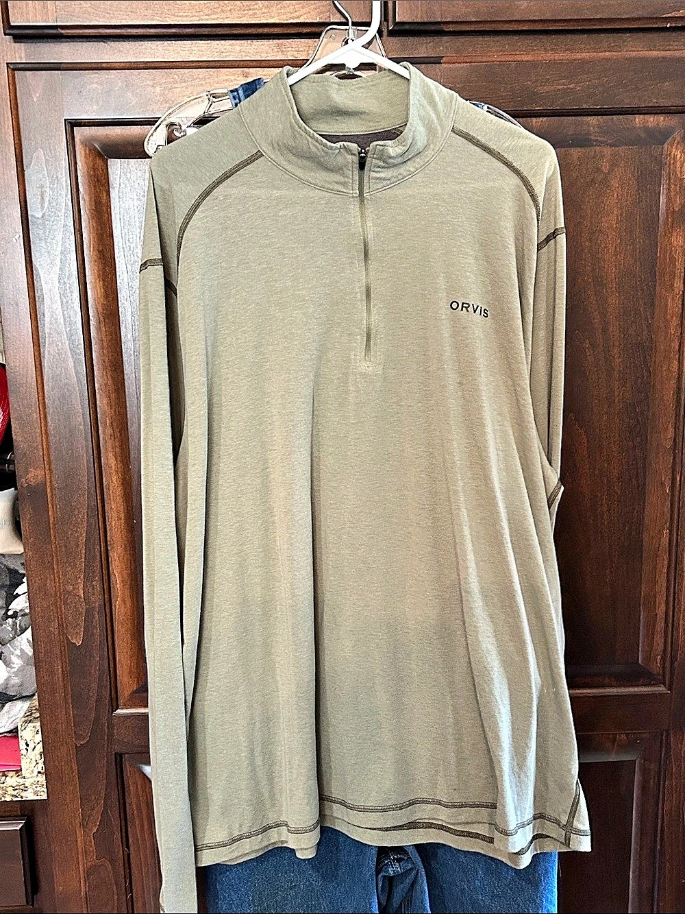 Orvis Men's Long Sleeve Quarter-Zip Green Size XXL